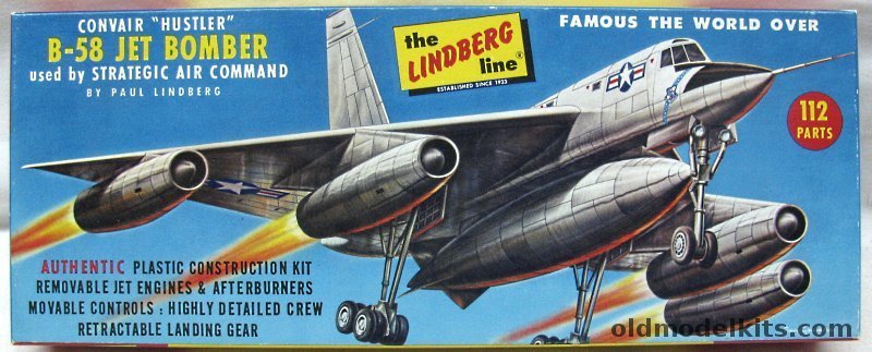 Lindberg 1/84 Convair B-58 Hustler Jet Bomber, 560-100 plastic model kit